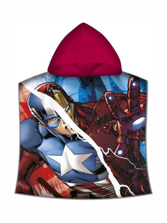 Kids Licensing Halat De Baie Pentru Bebeluşi Poncho Cu Glugă Avengers Roșu - Albastru 60x120cm