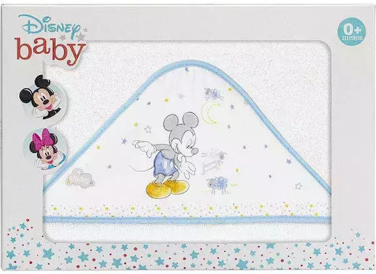 Interbaby Baby-Badetuch mit Kapuzen Mickey Weiß 100x100cm