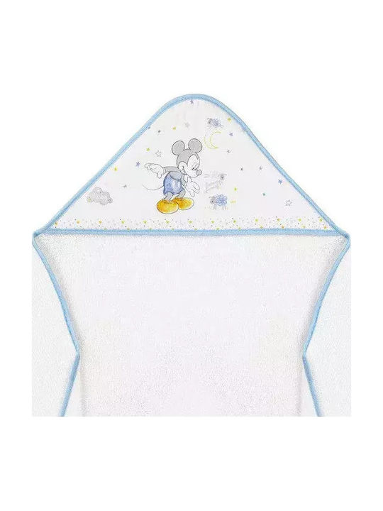 Interbaby Βρεφική Κάπα-Μπουρνούζι με Κουκούλα Mickey Λευκή 100x100εκ.