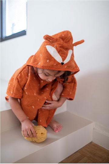 Trixie Baby Poncho Hooded Towel Mr Fox Orange 75x75cm