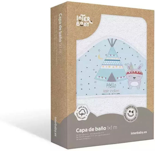 Interbaby Baby-Badetuch mit Kapuzen Tipi Oso Weiß 100x100cm