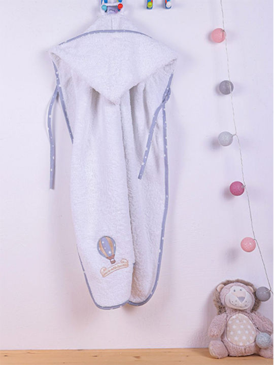 Dimcol Baby Hooded Towel with Hood Hot Air Balloon 05 White 80x80cm