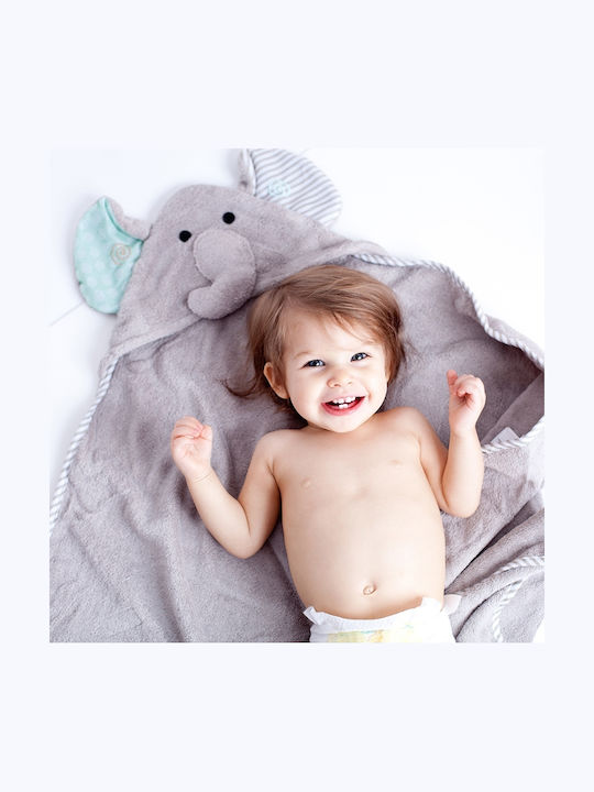 Zoocchini Baby Bath Towel Hooded Elle The Elephant Gray 76x76cm