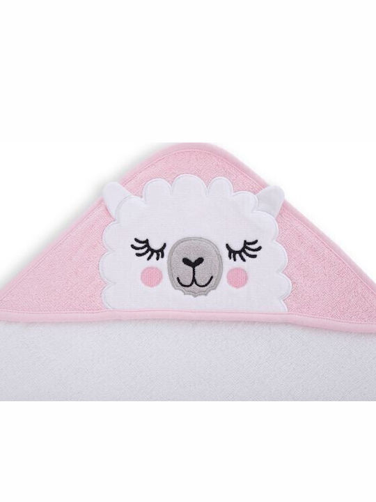 Kikka Boo Βρεφική Κάπα-Μπουρνούζι με Κουκούλα Sleepy Lama Pink 80x80εκ.