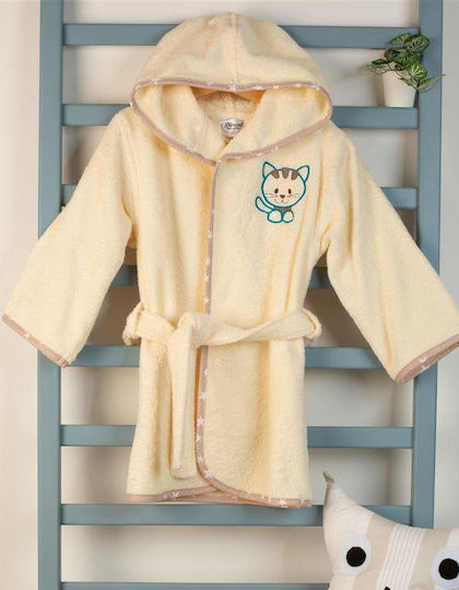 Dimcol Halat De Baie Pentru Copii Kitty Ecru Cu Glugă