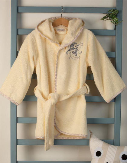 Dimcol Kinderbademantel Elephant Ecru mit Kapuzen-