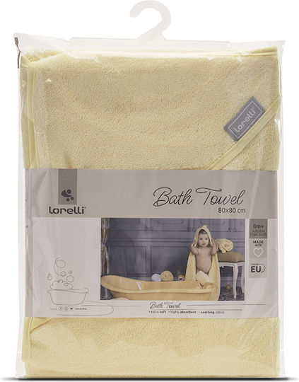 Lorelli Baby-Badetuch mit Kapuzen Gelb 80x80cm