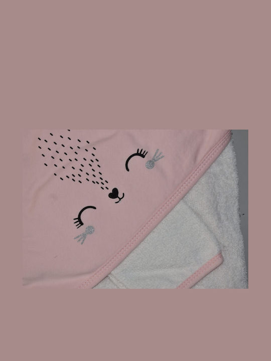 Evita Hooded Baby Bath Towel Sleepy Kitten White