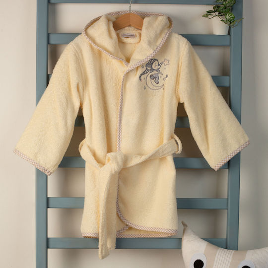 Dimcol Kinderbademantel Elephant Ecru mit Kapuzen-