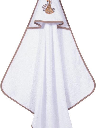 Greenwich Polo Club Baby Bath Towel Hooded Greenwich Polo Club Coffee Brown White 80x80cm