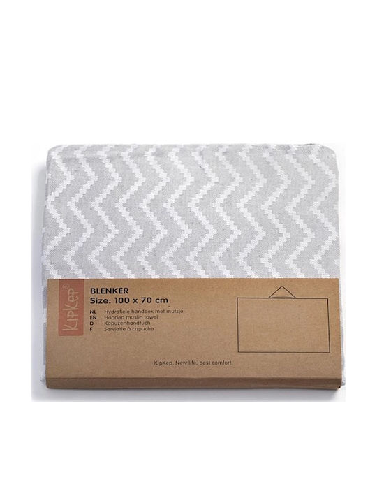 KipKep Βρεφική Κάπα-Μπουρνούζι με Κουκούλα Silver Grey 100x70εκ.