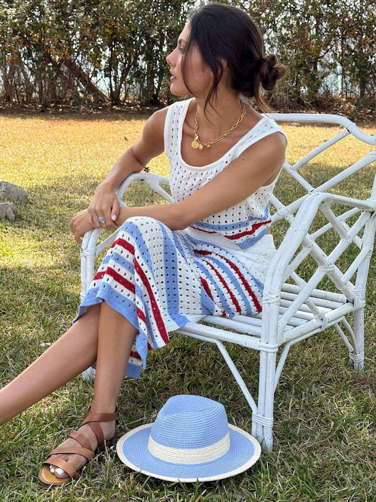 Achilleas Accessories Γυναικείο Ψάθινο Καπέλο Μπλε