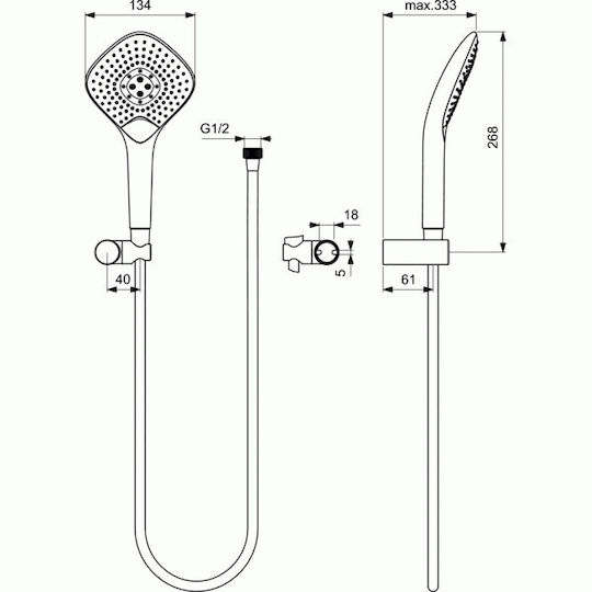 Ideal Standard Idealrain Evo Jet Diamond Τηλέφωνο Ντουζ με Σπιράλ