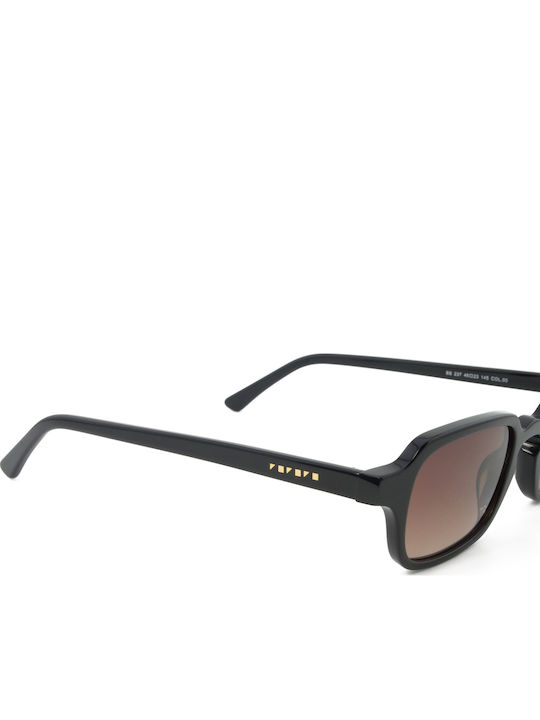 The Glass of Brixton Unisex Sunglasses with Black Plastic Frame and Brown Gradient Lens bs237 00