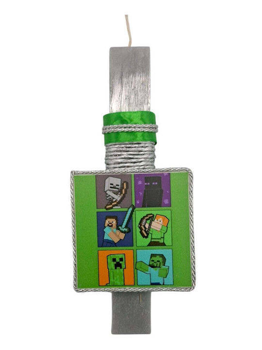 Λαμπάδα Χειροποίητη Πλακέ Αρωματική Minecraft Gamer Καδράκι 25 Εκ