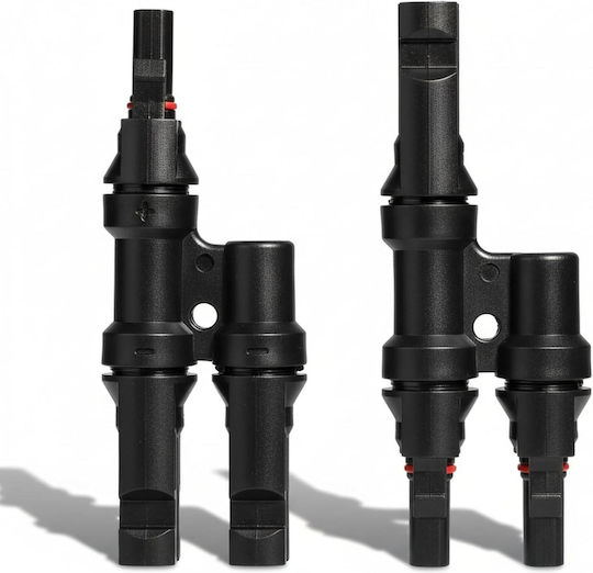 Conector Solar MC4 Splitter Tip T 1 La 2 – Pereche M→FF + F→MM 1500V DC 50A IP68 Material PPO Rezistent UV Cablu 2.5 mm2 4 mm2 6 mm2 – Onuvio