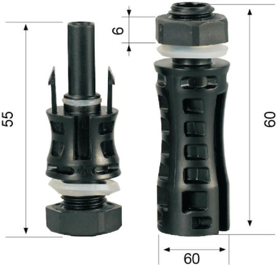 Set 4 Conectori Panou-montaj Evo2 M+f MC4 Onuvio – 1500V 30A Cutii Distribuție Trecere Panou Panouri Electrice Cablu Solar 2.5–6 Mm² Kit 2 Femelă + 2 Mascul Piuliță Garnitură O-ring