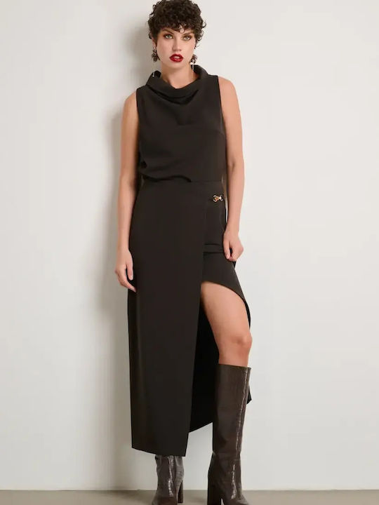 Women's Blouse Sleeveless Drape Brown