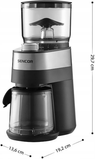 Sencor Ηλεκτρικός Μύλος Καφέ 140W με Χωρητικότητα 200gr και 17 Επίπεδα Άλεσης Καφέ