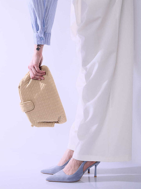 Celestino Damen Handtasche Clutch Geflochten Beige