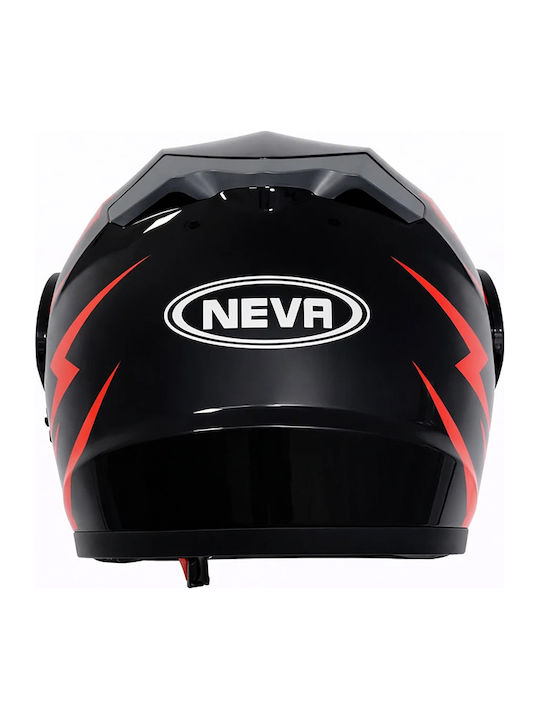 FIXATO Neva Schwarz/Rot Motorradhelm Aufklappbar ECE 22.06 mit Sunvisor