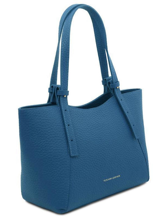Δερμάτινη Γυναικεία Shopper Τσάντα Μπλε