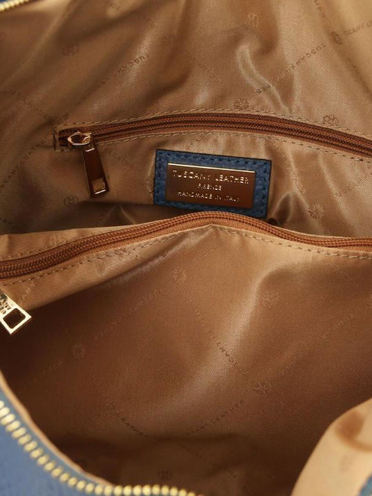 Leather Women's Shopper Bag Blue