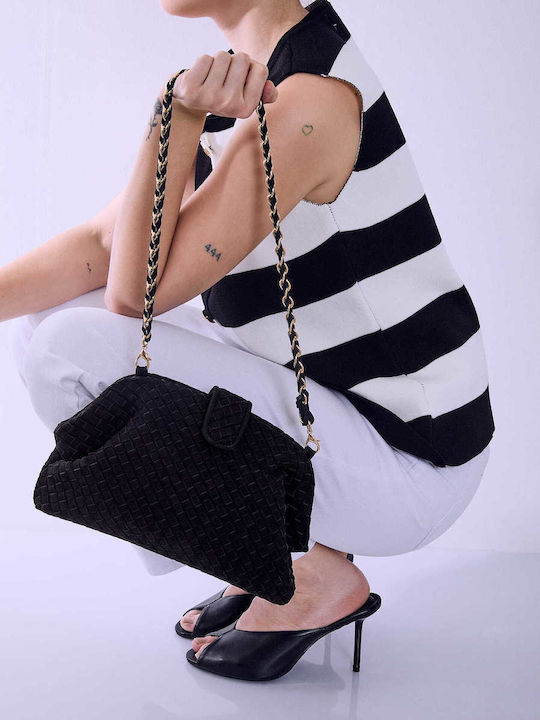 Celestino Γυναικεία Τσάντα Clutch Πλέξη Μαύρο