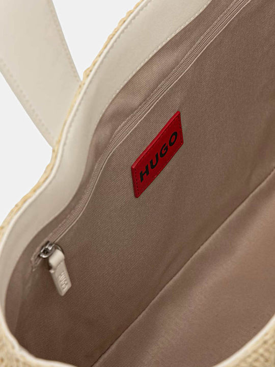 Ψάθινη Damen Handtasche Tote Handgriff Hellbeige