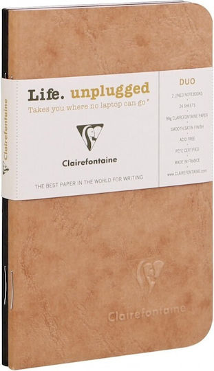 Clairefontaine Σετ 2 Σημειωματάρια A7 24 Φύλλων Ριγέ Μπλε BLUE BLACK