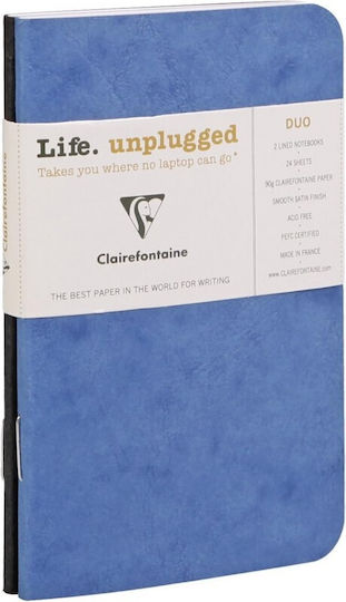 Clairefontaine Σετ 2 Σημειωματάρια A7 24 Φύλλων Ριγέ Μπλε BLUE BLACK