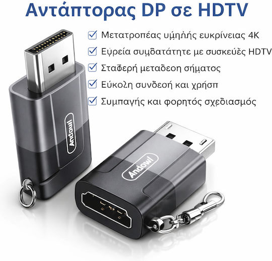 Andowl Converter DisplayPort Male to HDMI Female 1 Piece Q-HD182