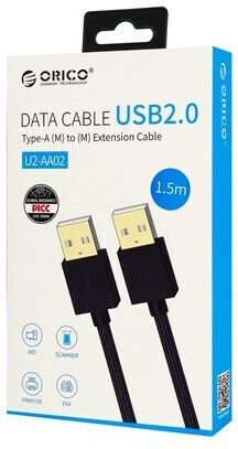 Orico USB 2.0 USB-Kabel USB-A-Stecker Schwarz 1,5 m U2-AA02-15-BK-BP