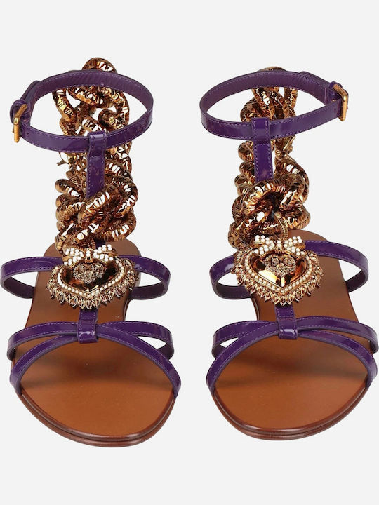 Dolce & Gabbana Кожени Лилави Сандали