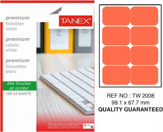 Tanex Selbstklebende A4 Etiketten Rechteckig 99,1x67,7mm