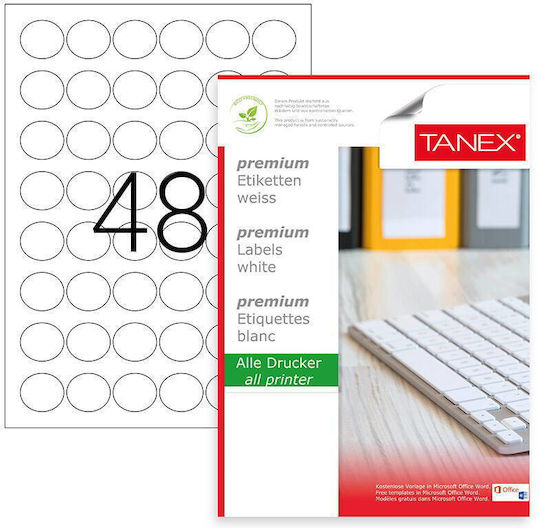 Tanex Αυτοκόλλητες Ετικέτες Α4 Στρογγυλές 30mm