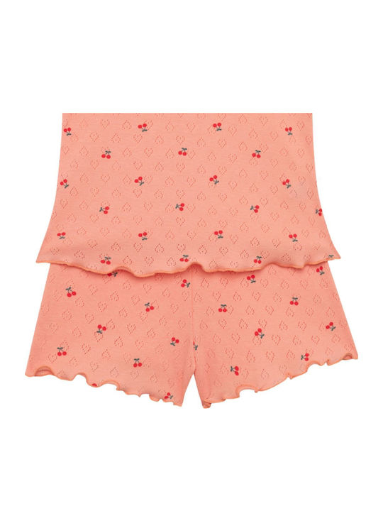 Minerva Kinder-Nachtwäsche Peach-Rote Kirschen Baby Pointelle