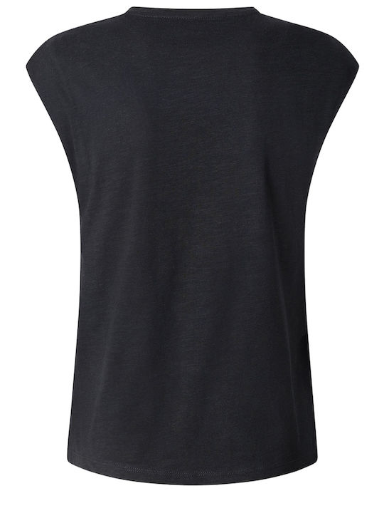 Pepe Jeans Damen Bluse Baumwolle Ärmellose Schwarz