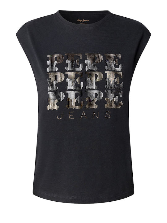 Women's Cotton Sleeveless Black Blouse