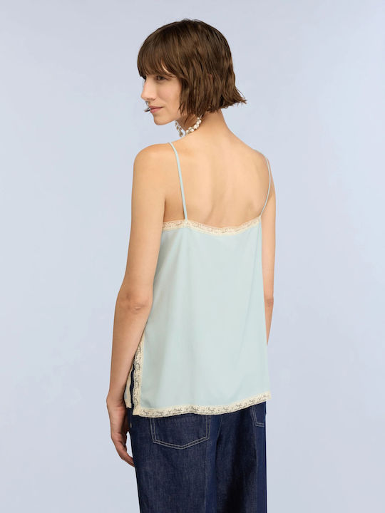 Women's Blouse with Spaghetti Straps Blue