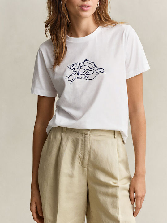 Gant Reg Tricou Damă Alb
