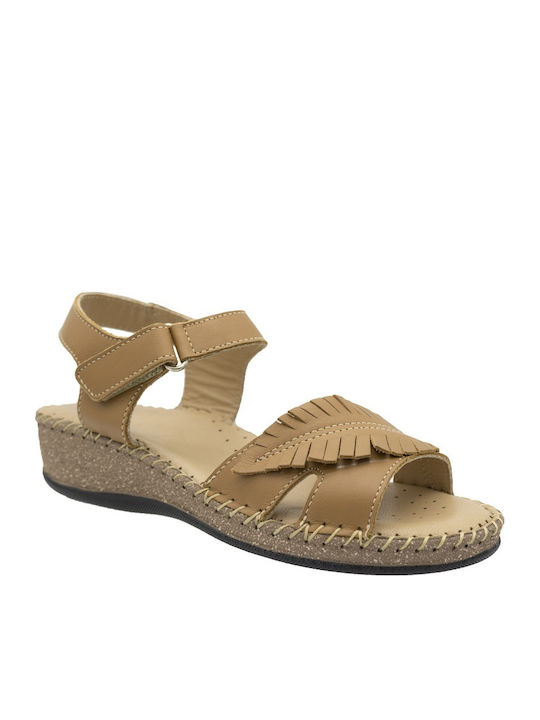Leder Flache Damen Sandalen Anatomisch Tabac Braun