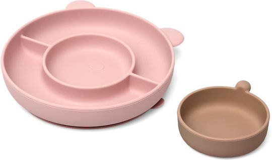 Kiokids Children's Silicone Food Plate Pink 2 Pieces