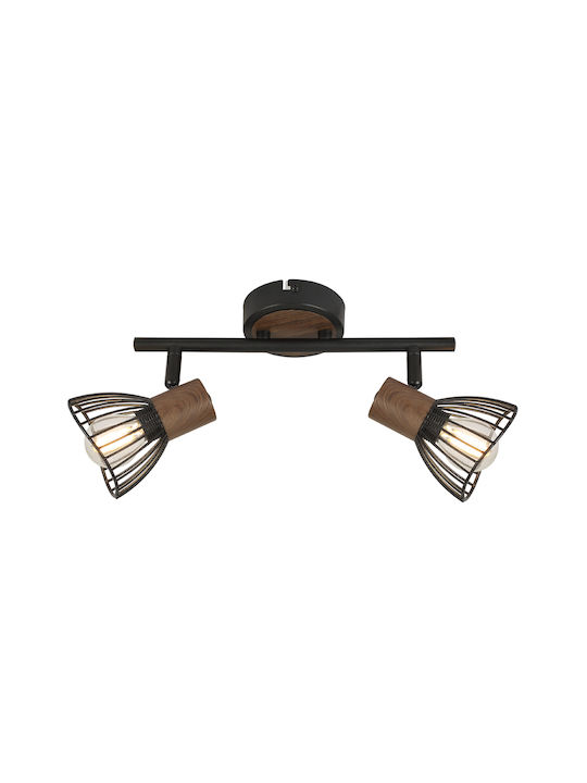 Lightex Doppel-Spot mit E14 Lampenbirnensockel in Schwarz