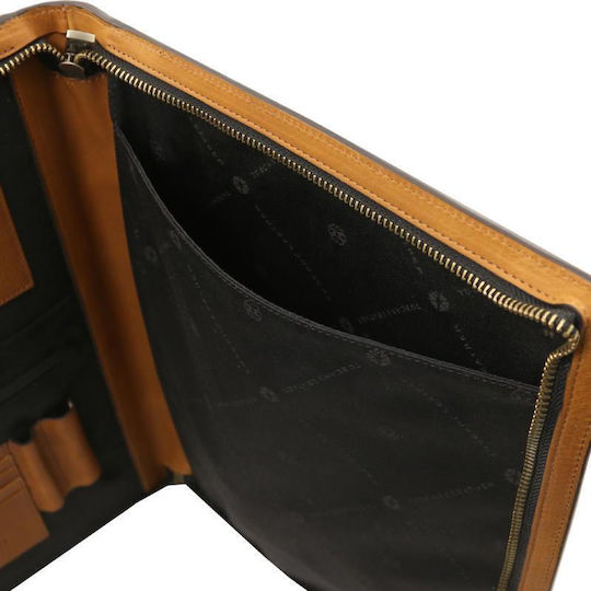 Leather Document Briefcase Handle Costantino Natural