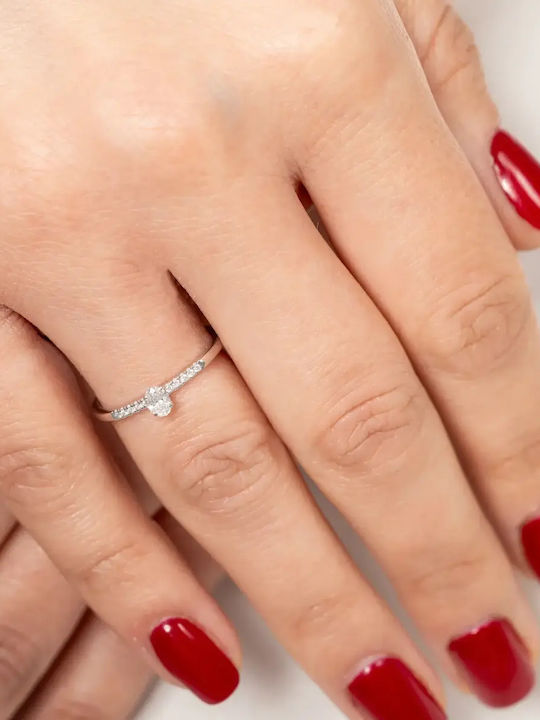 Single Stone Ring From 18K Gold With Diamond