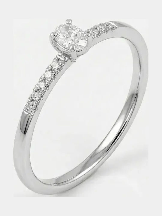 Single Stone Ring From 18K Gold With Diamond