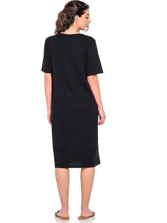 Summer Mini Shirt Dress Black
