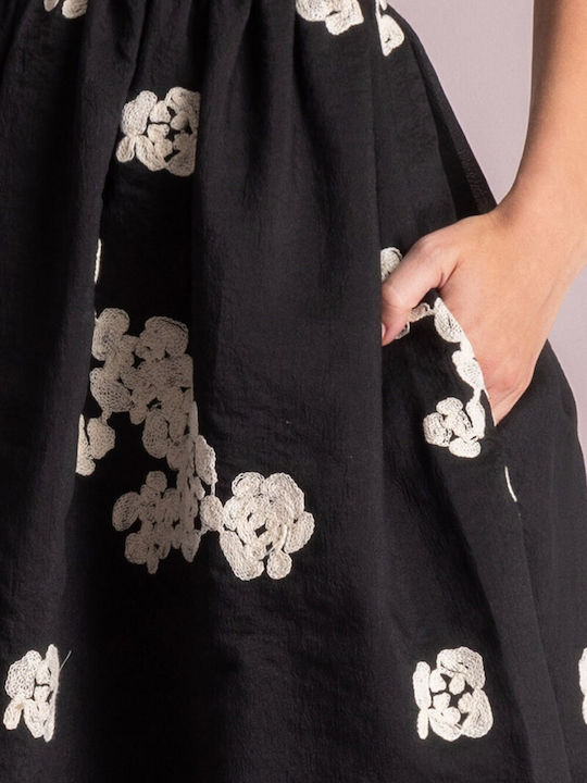 Summer Midi Dress for Wedding Christening Open Back Black