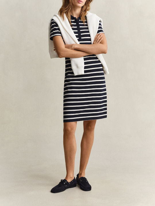 Summer Mini Shirt Dress Navy Blue